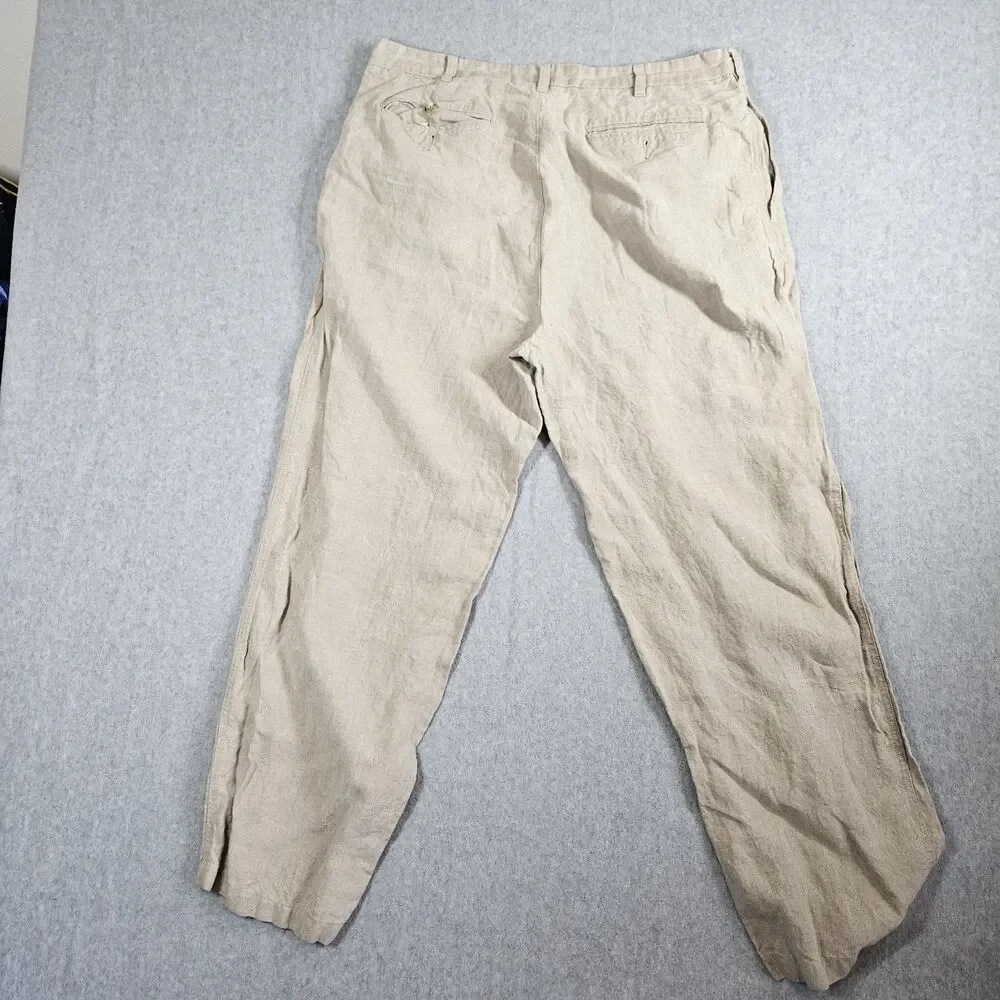 Banana Republic 100% Linen Men Beige Linen Trousers Pants Vintage 38L 36x30